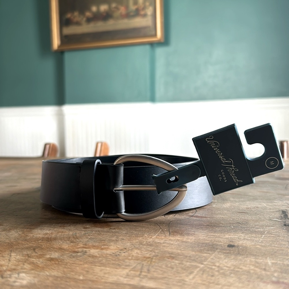 Universal Thread Black Faux Leather Belt Size M